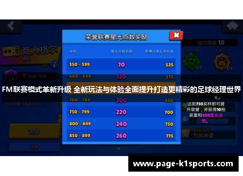 FM联赛模式革新升级 全新玩法与体验全面提升打造更精彩的足球经理世界