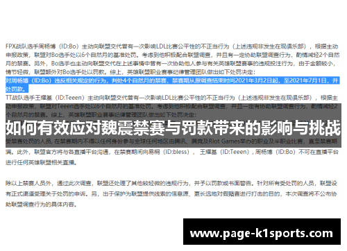 如何有效应对魏震禁赛与罚款带来的影响与挑战