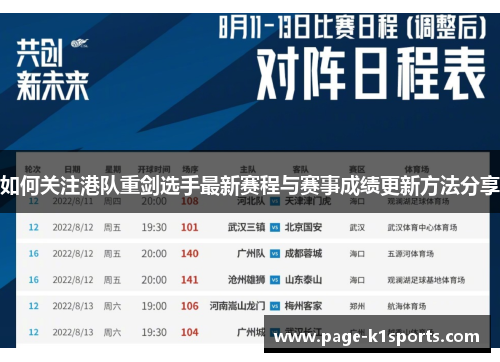 如何关注港队重剑选手最新赛程与赛事成绩更新方法分享